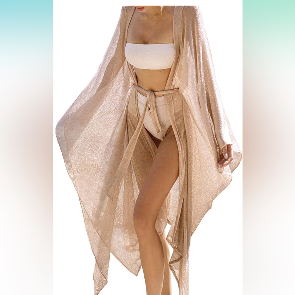 Glittery sheer beach cover up